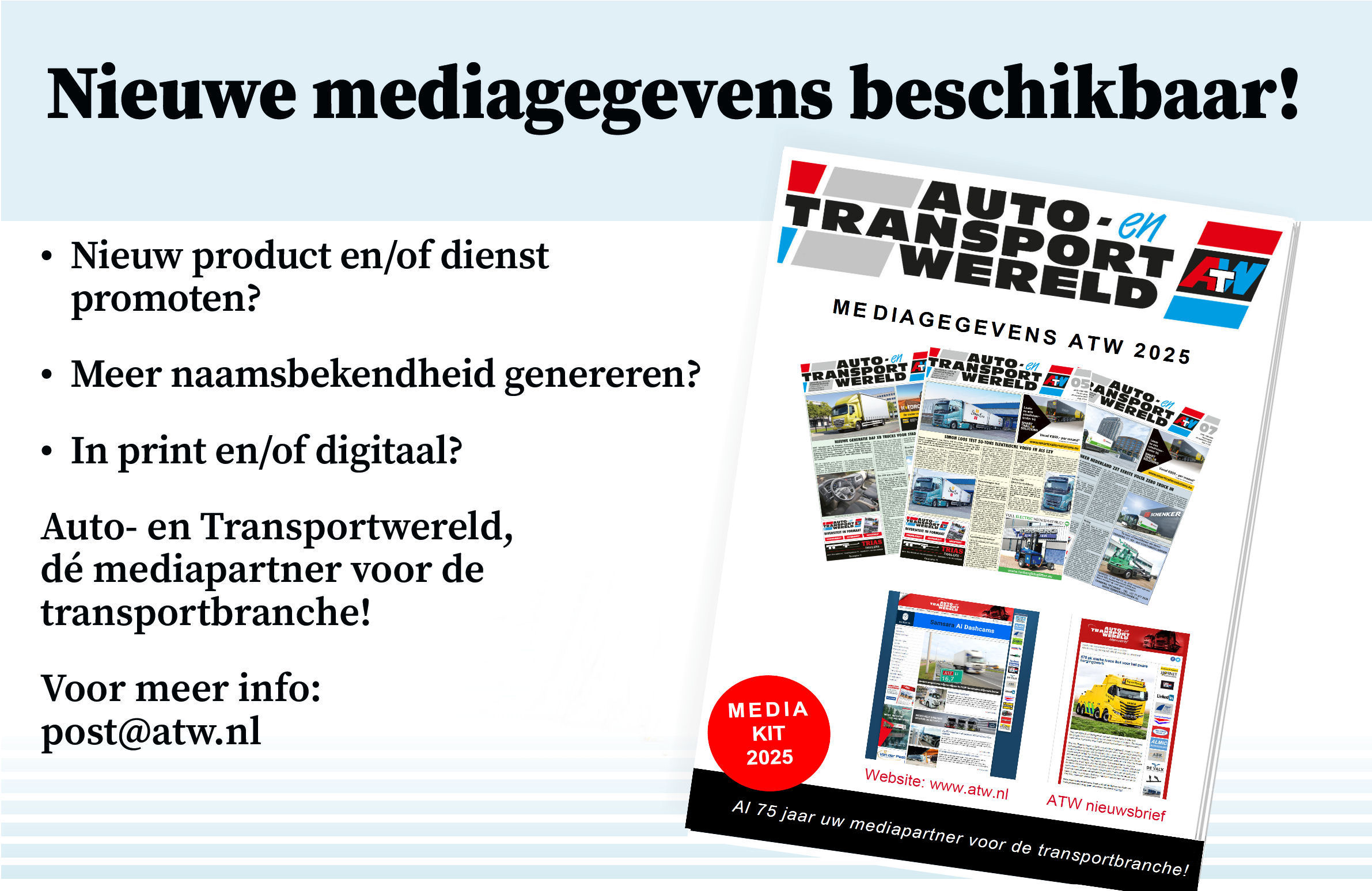 Informatie over de gedrukte Auto- en Transportwereld? Klik hier